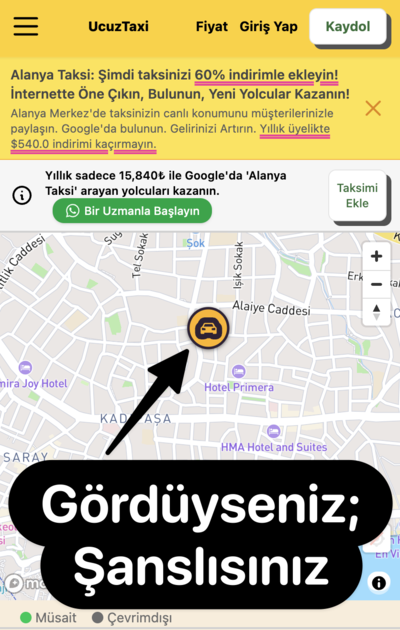 Örnek bir taksici şehir profili