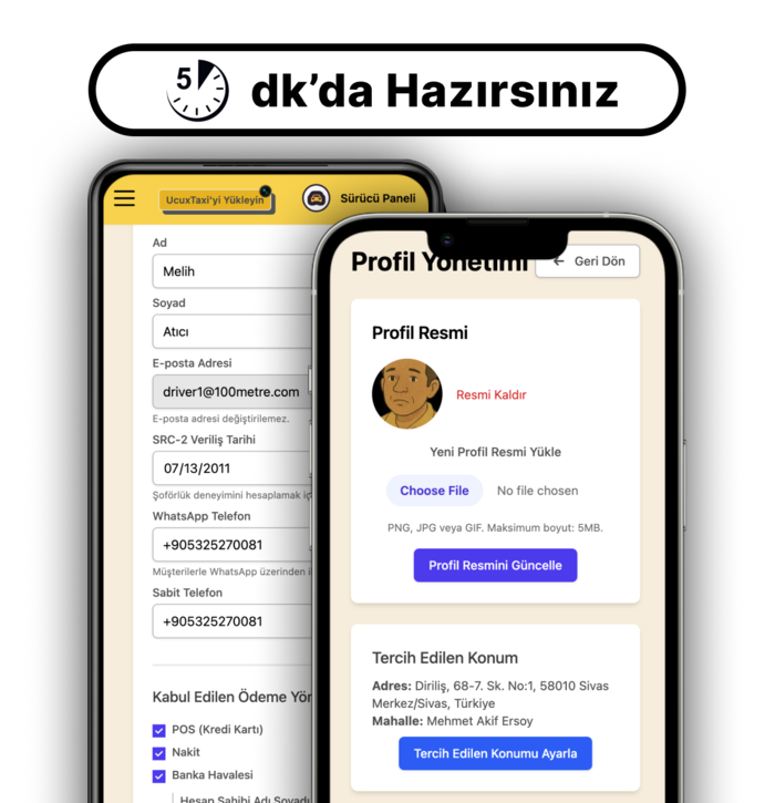 UcuzTaxi'de sürücü profili oluşturma adımı