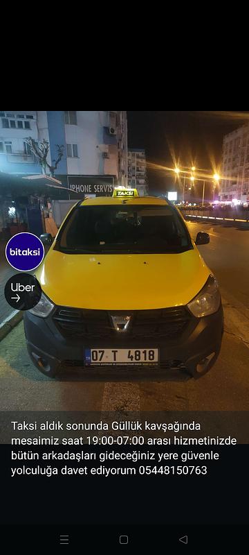 Antalya Taksi, 07T4818 plakalı sarı Dacia Lodgy - Fotoğraf 1